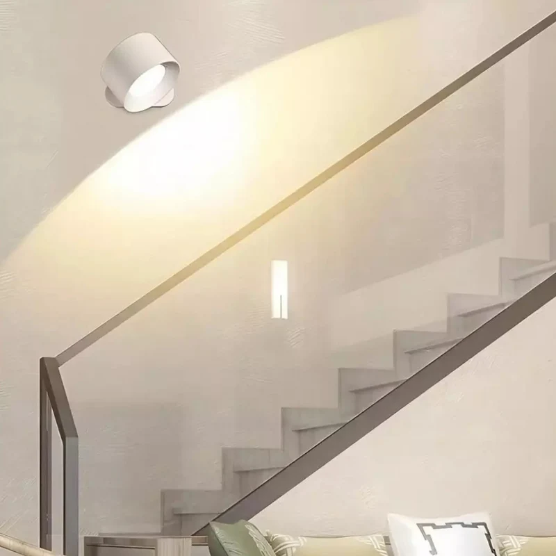 Magnetische Wandlamp Draadloos Oplaadbaar met Afstandsbediening 360° Draaibaar LED Cilinder Dimbaar Sfeerlicht | Sansoti