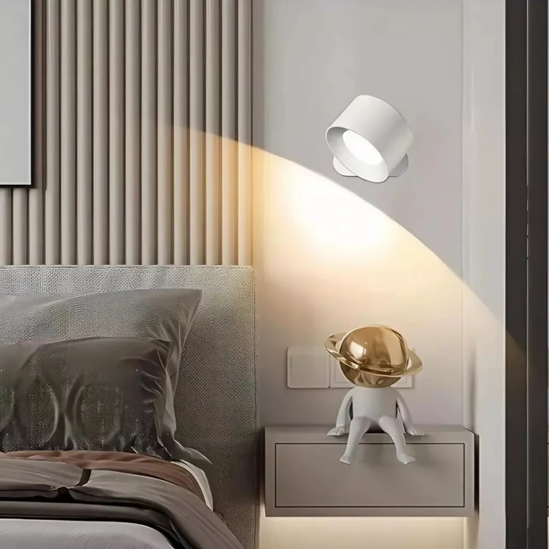 Magnetische Wandlamp Draadloos Oplaadbaar met Afstandsbediening 360° Draaibaar LED Cilinder Dimbaar Sfeerlicht | Sansoti