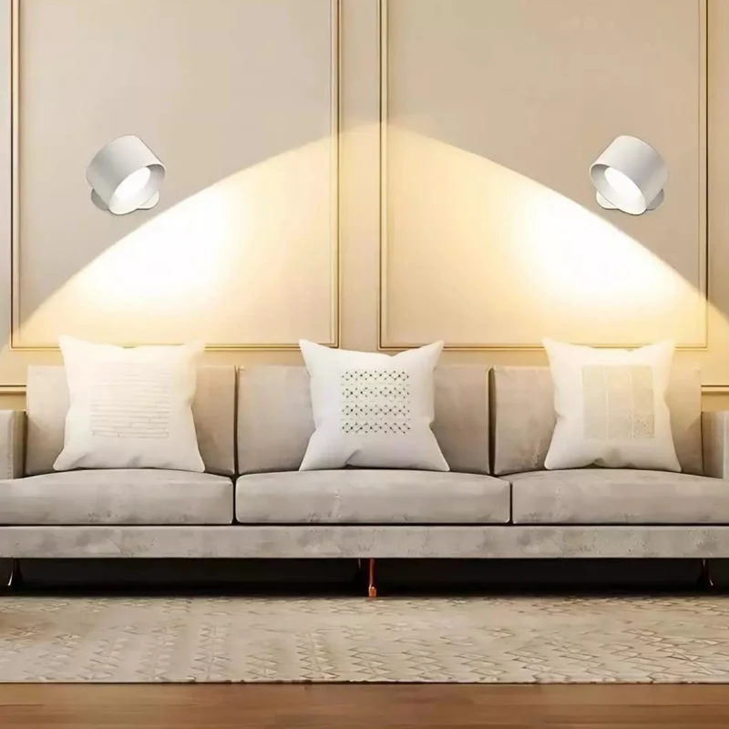 Magnetische Wandlamp Draadloos Oplaadbaar met Afstandsbediening 360° Draaibaar LED Cilinder Dimbaar Sfeerlicht | Sansoti