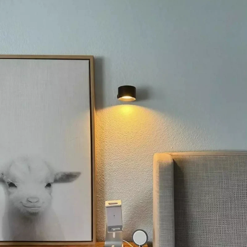 Magnetische Wandlamp Draadloos Oplaadbaar met Afstandsbediening 360° Draaibaar LED Cilinder Dimbaar Sfeerlicht | Sansoti