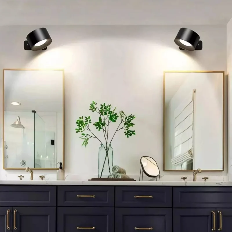 Magnetische Wandlamp Draadloos Oplaadbaar met Afstandsbediening 360° Draaibaar LED Cilinder Dimbaar Sfeerlicht | Sansoti