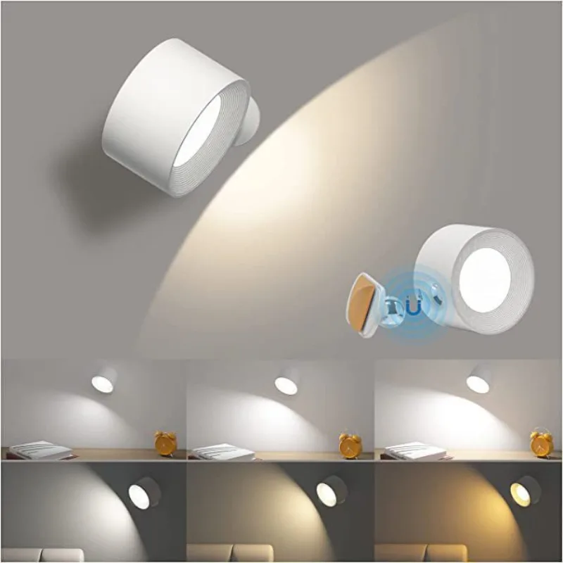 Magnetische Wandlamp Draadloos Oplaadbaar met Afstandsbediening 360° Draaibaar LED Cilinder Dimbaar Sfeerlicht | Sansoti