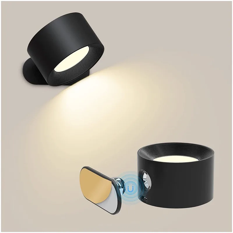 Magnetische Wandlamp Draadloos Oplaadbaar met Afstandsbediening 360° Draaibaar LED Cilinder Dimbaar Sfeerlicht | Sansoti