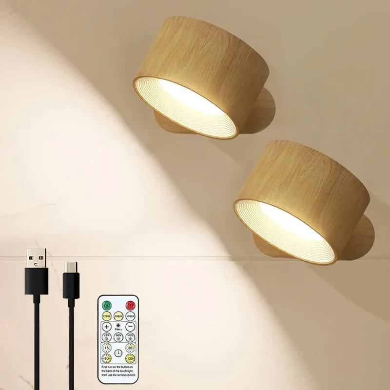 Magnetische Wandlamp Draadloos Oplaadbaar met Afstandsbediening 360° Draaibaar LED Cilinder Dimbaar Sfeerlicht | Sansoti