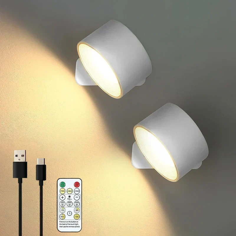 Magnetische Wandlamp Draadloos Oplaadbaar met Afstandsbediening 360° Draaibaar LED Cilinder Dimbaar Sfeerlicht | Sansoti