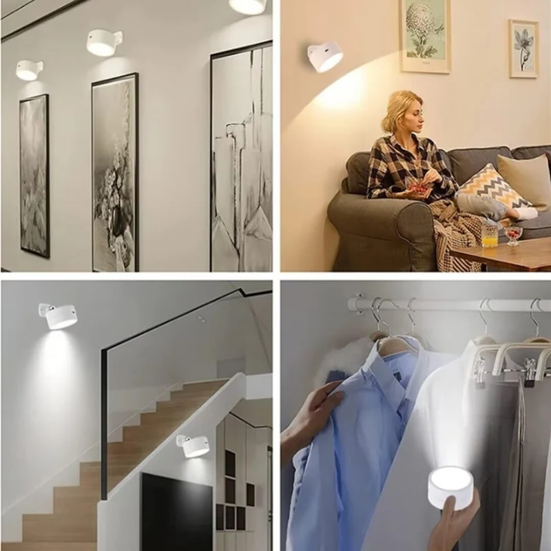 Magnetische Wandlamp Draadloos Oplaadbaar met Afstandsbediening 360° Draaibaar LED Cilinder Dimbaar Sfeerlicht | Sansoti