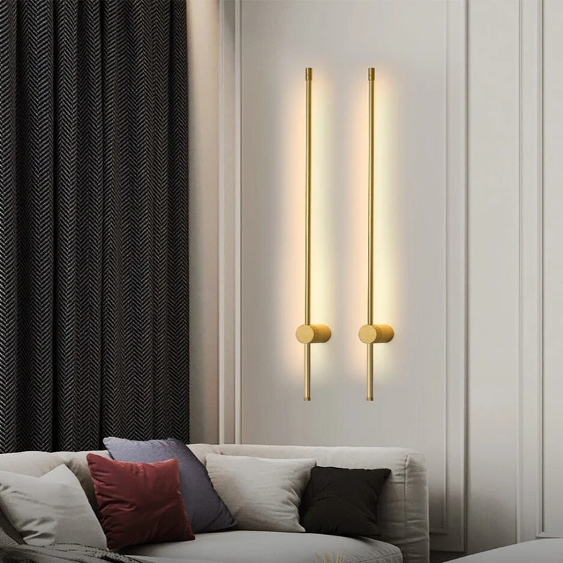 Minimalistische LED-wandlamp 60 cm wit zwart warm neutraal koud licht Scandinavisch modern interieur | Sansoti