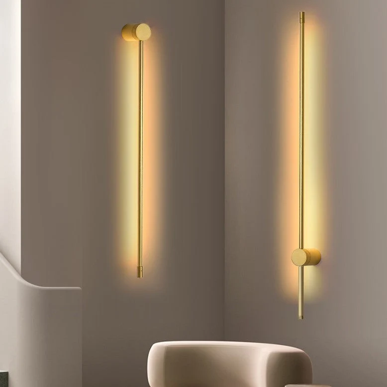 Minimalistische LED-wandlamp 60 cm wit zwart warm neutraal koud licht Scandinavisch modern interieur | Sansoti