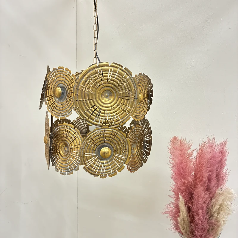Countryfield Hängeleuchte Jolien Pendelleuchte Hängelampe 42cm Orientalisch Gold Metall Scheiben