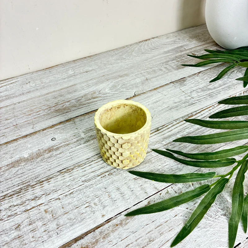 PTMD Siedler Blumentopf Übertopf Pflanztopf Keramik Wabenmuster Beige Deko