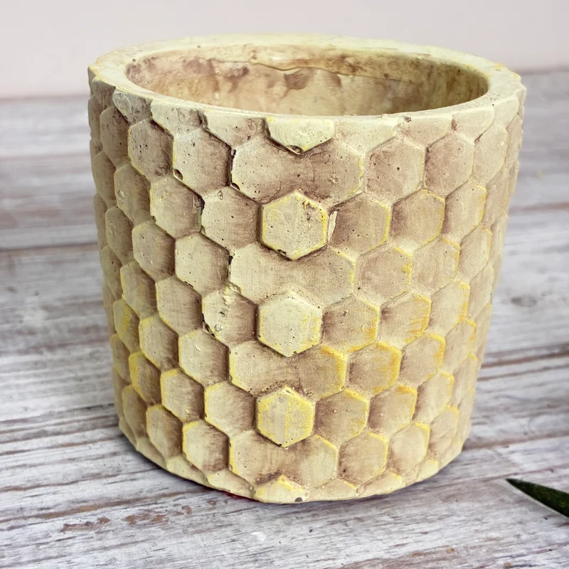 PTMD Siedler Blumentopf Übertopf Pflanztopf Keramik Wabenmuster Beige Deko