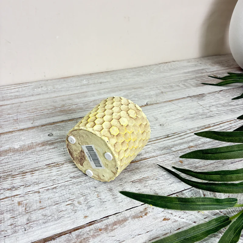 PTMD Siedler Blumentopf Übertopf Pflanztopf Keramik Wabenmuster Beige Deko