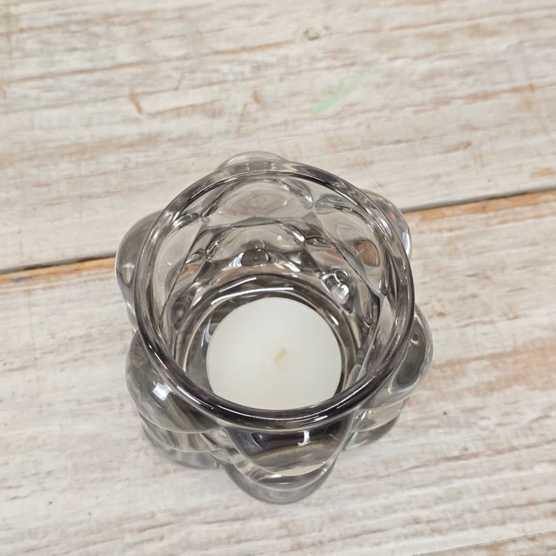 PTMD Teelichthalter Lonnie 9cm Bubble Glas Kugeloptik Windlicht