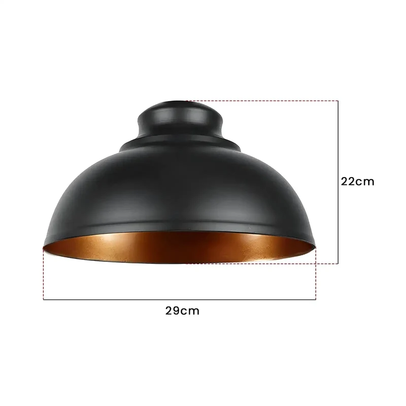 Einfache Montage Industrial Lampenschirm Metall Schwarz Gold ~3437
