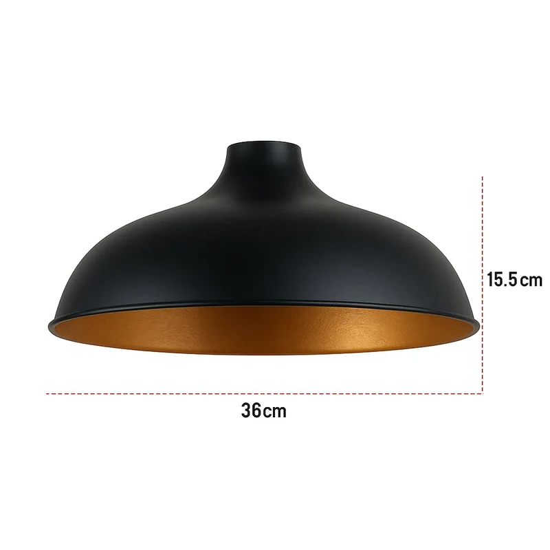 Einfache Montage Industrial Lampenschirm Metall Schwarz Gold ~3437