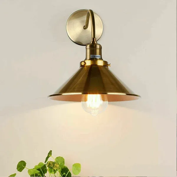 Vintage Stalllampe Messing – Industrie Schwanenhals Wandleuchte E27 ~3260