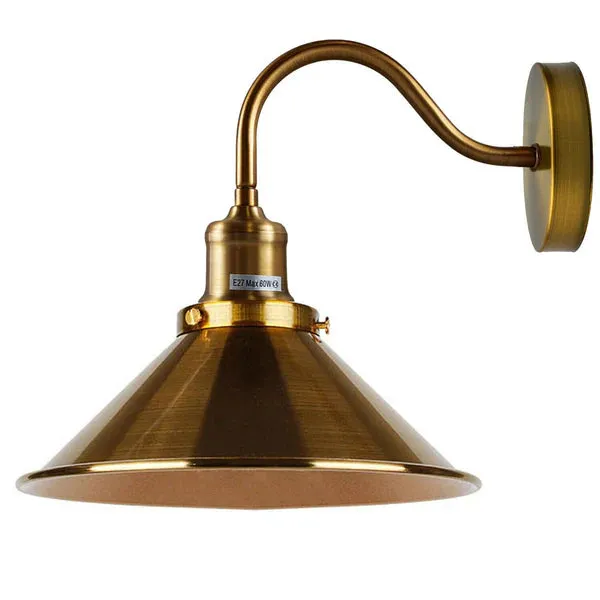 Vintage Stalllampe Messing – Industrie Schwanenhals Wandleuchte E27 ~3260