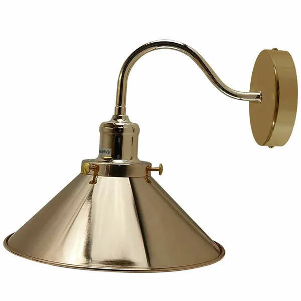 Vintage Stalllampe Messing – Industrie Schwanenhals Wandleuchte E27 ~3260