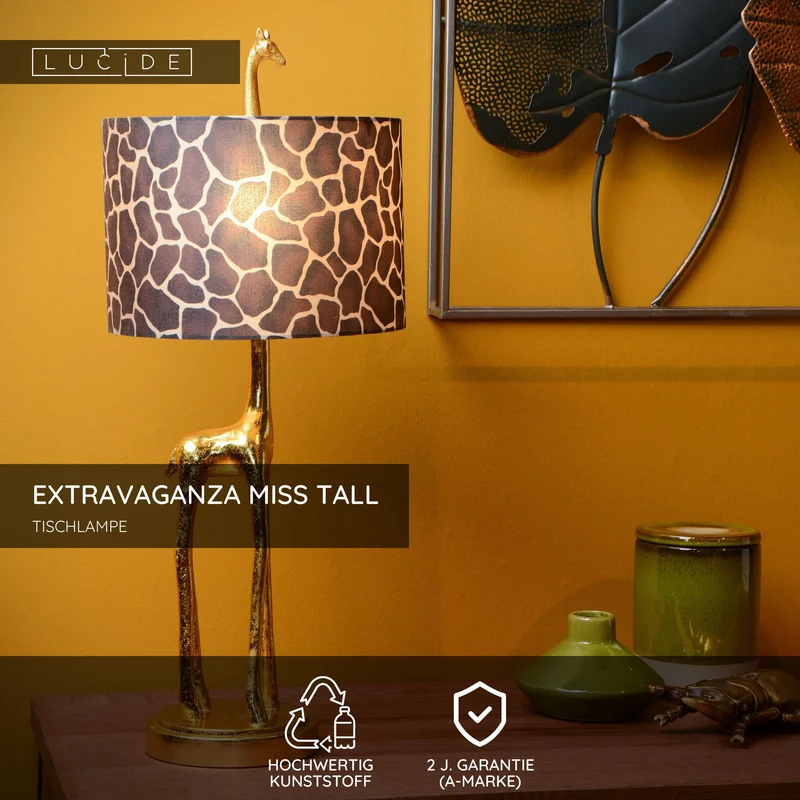 Tischleuchte Extravaganza Miss Tall Giraffe mit Stoffschirm