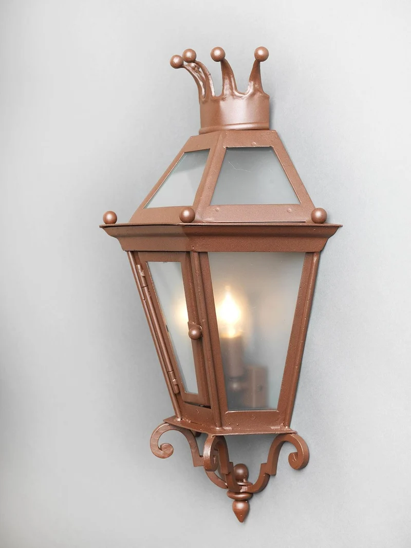 Casa Padrino Luxus Außen Laterne Rostbraun B. 39.5 x H. 65 cm - Handgefertigte Laterne aus Schmiedeeisen - Luxus Kollektion - Edel & Prunkvoll