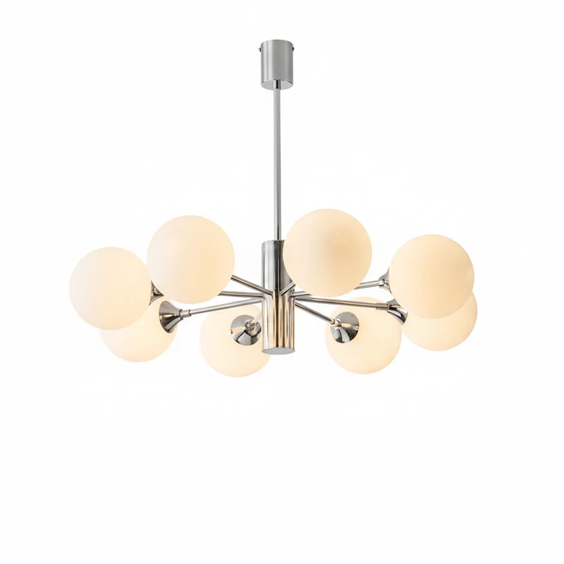 Kroonluchter met Geslepen Glazen Bollen Chroom Metalen Frame Geometrisch Design Eetkamer Hal Woonkamer | Sansoti