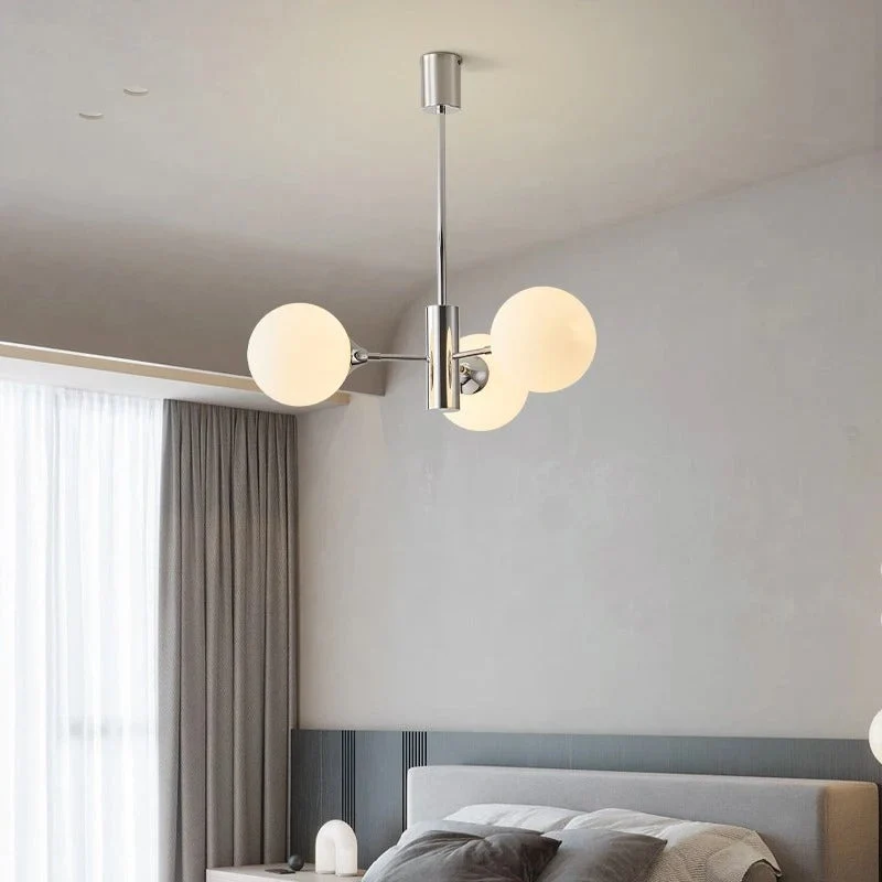 Kroonluchter met Geslepen Glazen Bollen Chroom Metalen Frame Geometrisch Design Eetkamer Hal Woonkamer | Sansoti
