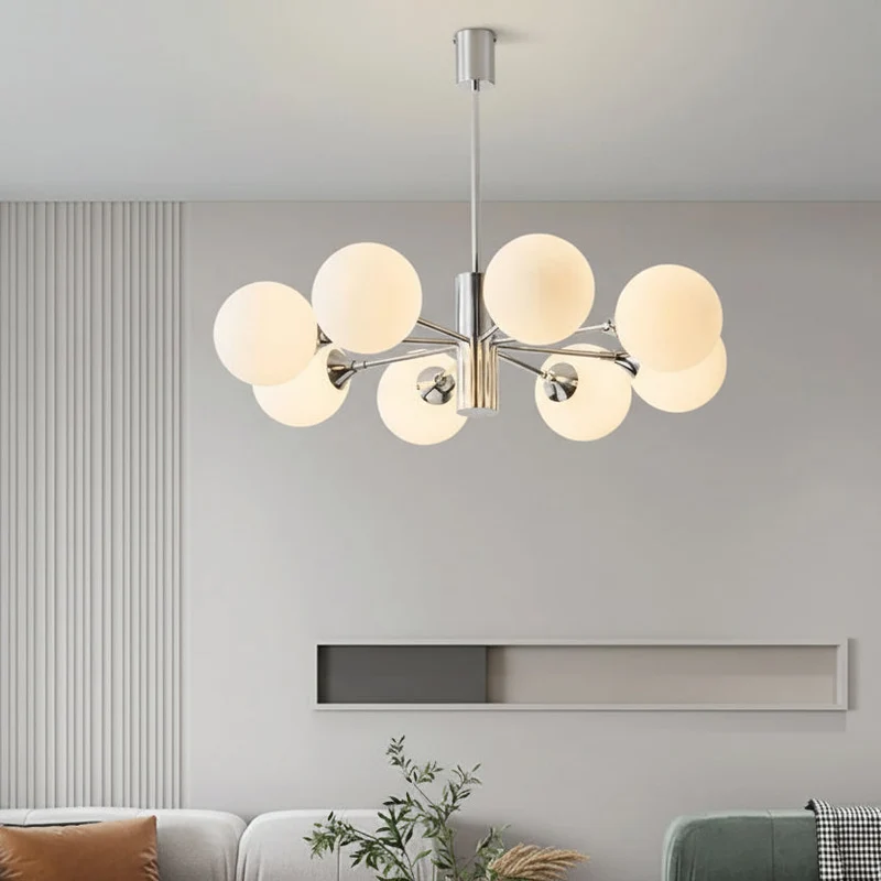 Kroonluchter met Geslepen Glazen Bollen Chroom Metalen Frame Geometrisch Design Eetkamer Hal Woonkamer | Sansoti