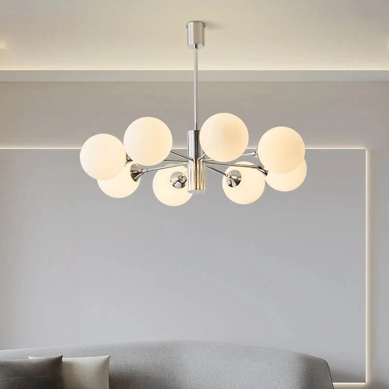 Kroonluchter met Geslepen Glazen Bollen Chroom Metalen Frame Geometrisch Design Eetkamer Hal Woonkamer | Sansoti