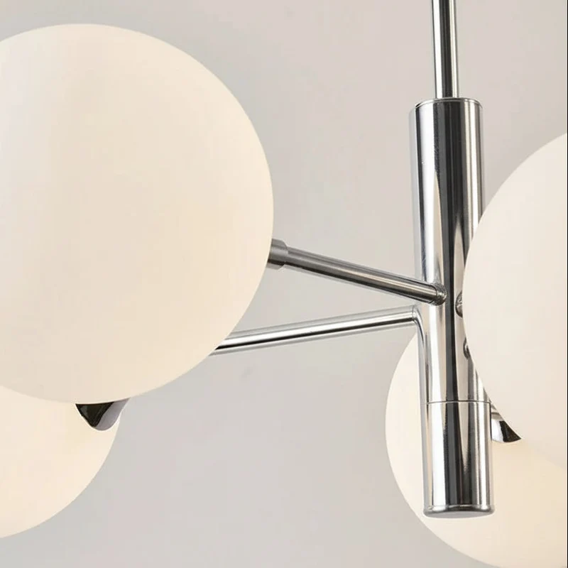 Kroonluchter met Geslepen Glazen Bollen Chroom Metalen Frame Geometrisch Design Eetkamer Hal Woonkamer | Sansoti
