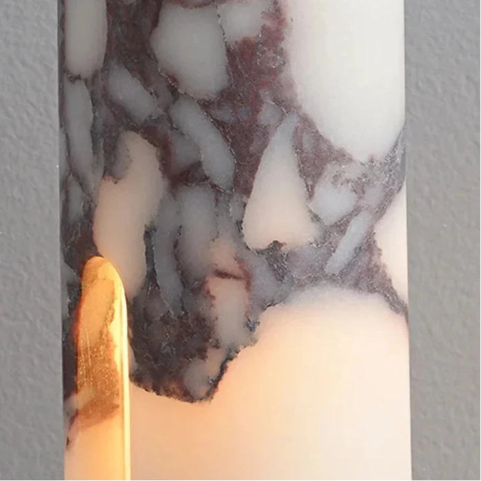 Hanglamp Cilinder Marmer Glas Warm Licht Eetkamer Woonkamer Slaapkamer Foyer Design Natuursteen 30cm | Sansoti
