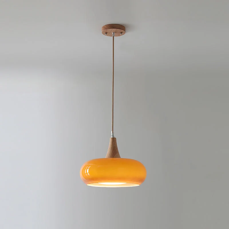 Glazen Hanglamp met Houten Frame – Elegant & Sfeervol – Perfect voor Eetkamer Woonkamer Slaapkamer Kantoor | Sansoti