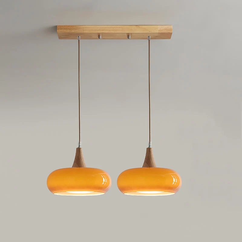 Glazen Hanglamp met Houten Frame – Elegant & Sfeervol – Perfect voor Eetkamer Woonkamer Slaapkamer Kantoor | Sansoti