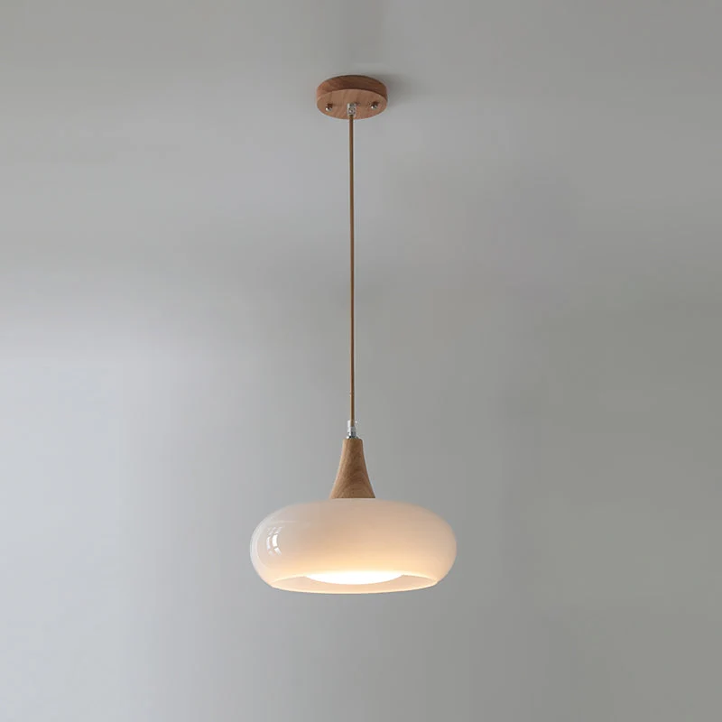 Glazen Hanglamp met Houten Frame – Elegant & Sfeervol – Perfect voor Eetkamer Woonkamer Slaapkamer Kantoor | Sansoti