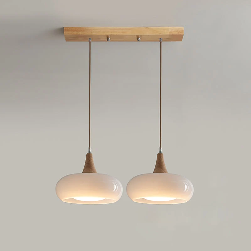 Glazen Hanglamp met Houten Frame – Elegant & Sfeervol – Perfect voor Eetkamer Woonkamer Slaapkamer Kantoor | Sansoti