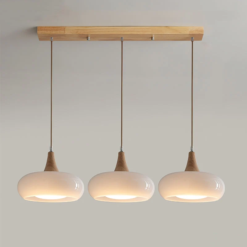 Glazen Hanglamp met Houten Frame – Elegant & Sfeervol – Perfect voor Eetkamer Woonkamer Slaapkamer Kantoor | Sansoti