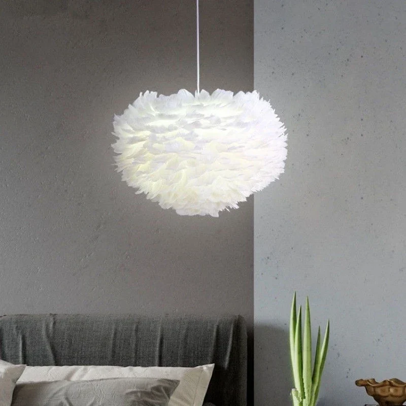 Ronde Hanglamp met Verendesign Wit of Grijs Metaal voor Woonkamer Slaapkamer Foyer Dimbaar E27 Plafondlamp | Sansoti