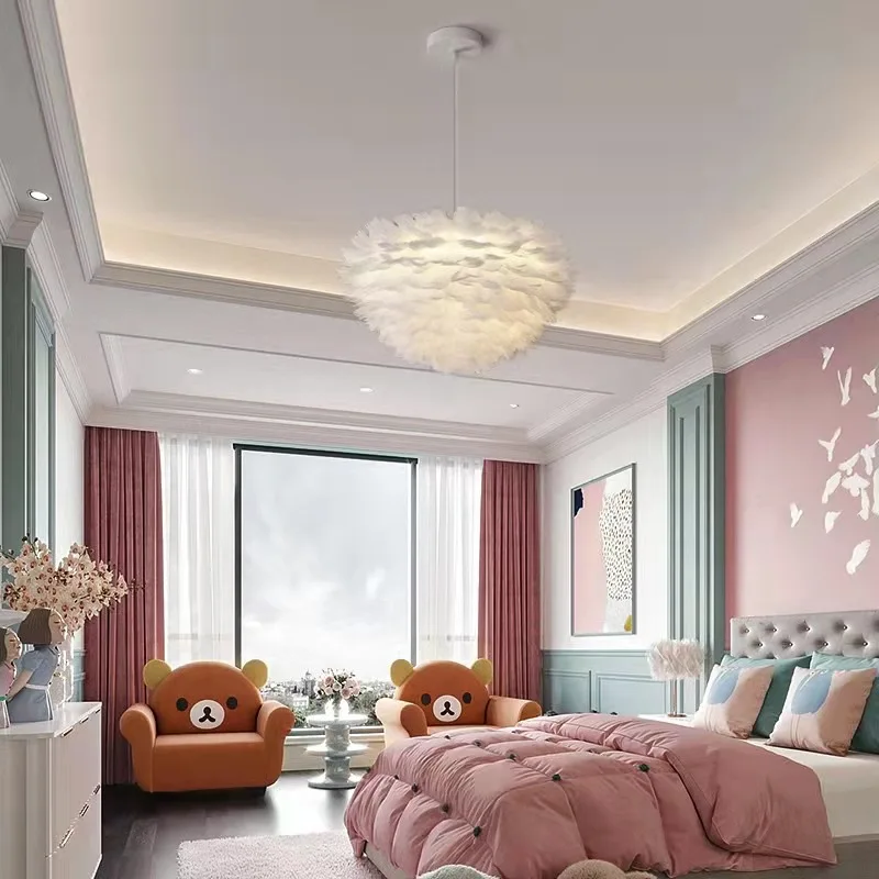 Ronde Hanglamp met Verendesign Wit of Grijs Metaal voor Woonkamer Slaapkamer Foyer Dimbaar E27 Plafondlamp | Sansoti