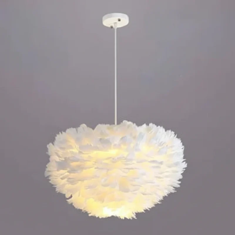 Ronde Hanglamp met Verendesign Wit of Grijs Metaal voor Woonkamer Slaapkamer Foyer Dimbaar E27 Plafondlamp | Sansoti