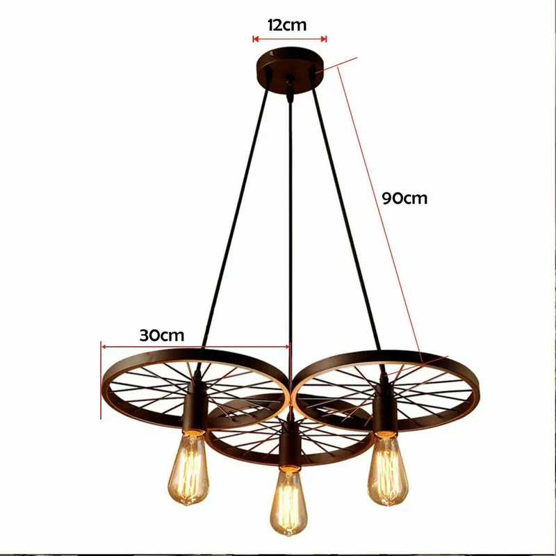 Vintage Deckenpendelleuchte Industrielles Rad Pendel Hängende Retro Lampe ~ 3246