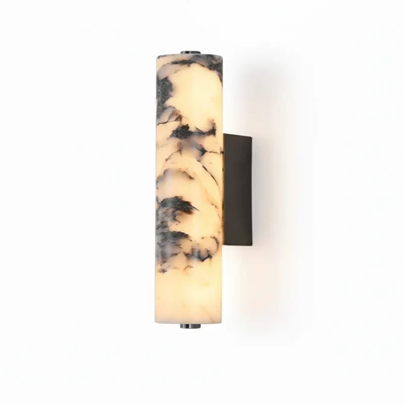 Marmeren Wandlamp Smal Verticaal LED 28cm Warm Wit Licht Natuursteen Design Gang Slaapkamer Hal Woonkamer | Sansoti