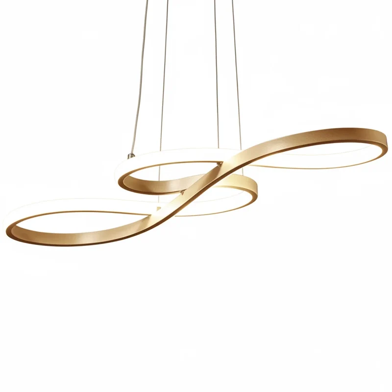 Hanglamp Aluminium Zwart Goud Dimbaar LED 75cm Eetkamer Woonkamer Slaapkamer Kroonluchter Modern Design | Sansoti