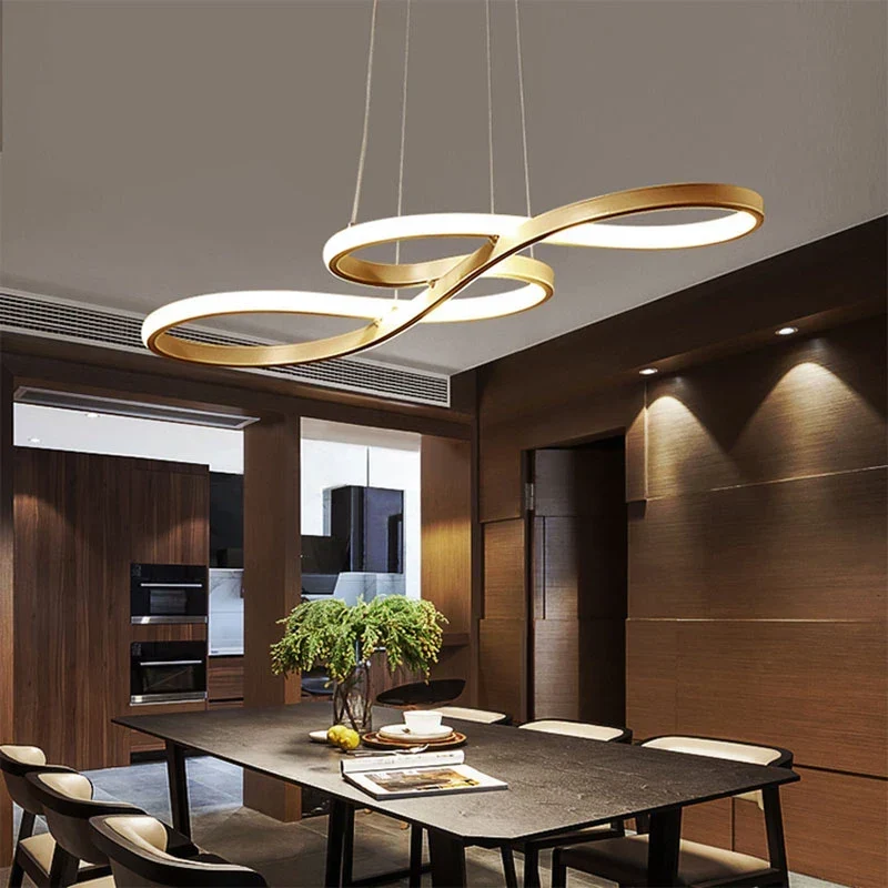Hanglamp Aluminium Zwart Goud Dimbaar LED 75cm Eetkamer Woonkamer Slaapkamer Kroonluchter Modern Design | Sansoti