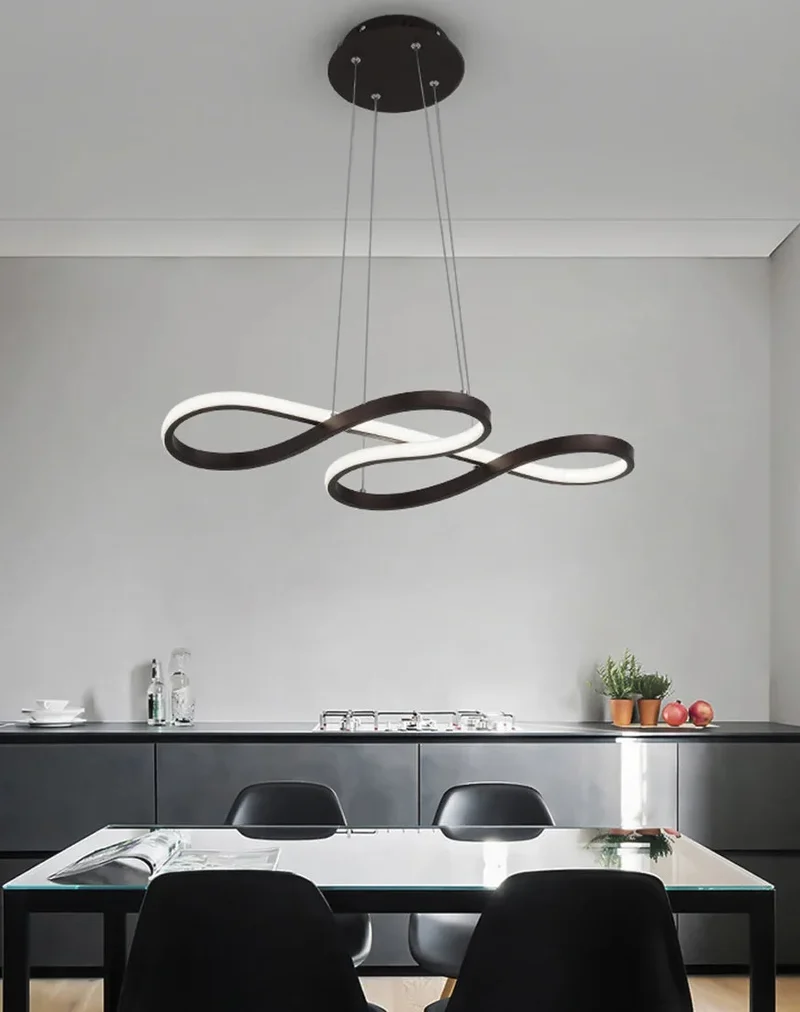 Hanglamp Aluminium Zwart Goud Dimbaar LED 75cm Eetkamer Woonkamer Slaapkamer Kroonluchter Modern Design | Sansoti