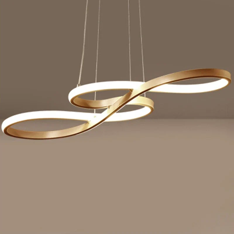 Hanglamp Aluminium Zwart Goud Dimbaar LED 75cm Eetkamer Woonkamer Slaapkamer Kroonluchter Modern Design | Sansoti