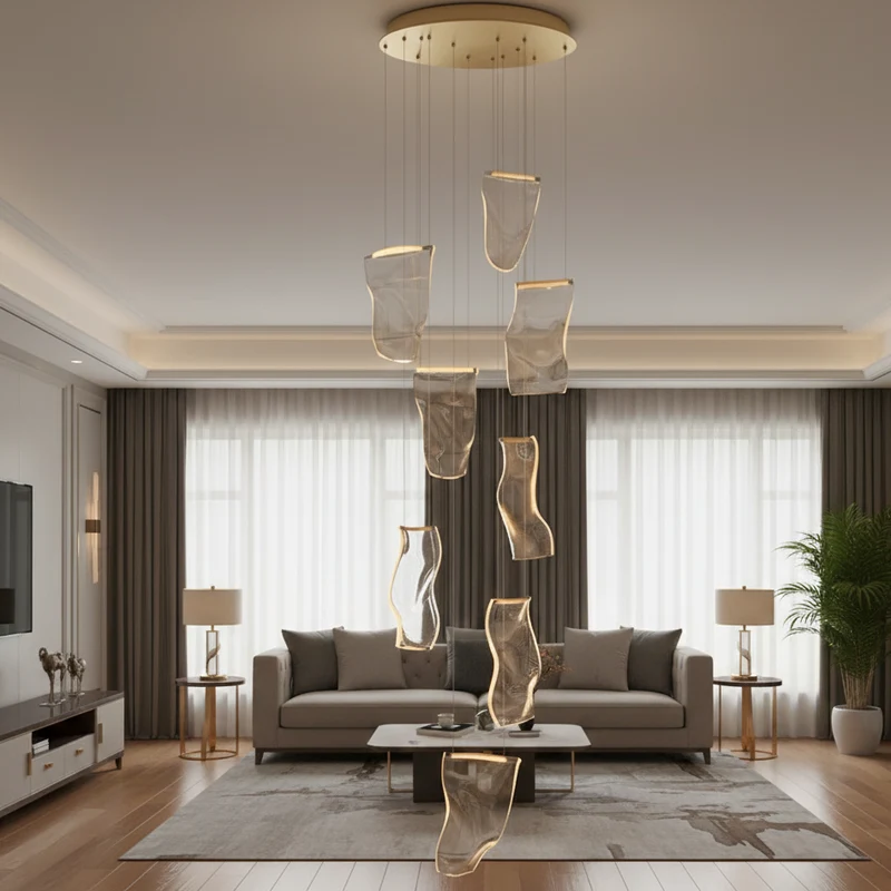Waterval Kroonluchter LED Metaal Acryl Dimbaar Meerlichts Woonkamer Eetruimte Slaapkamer Modern Interieur | Sansoti