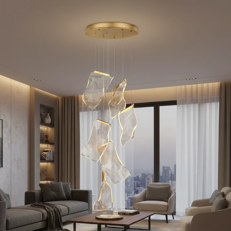 Waterval Kroonluchter LED Metaal Acryl Dimbaar Meerlichts Woonkamer Eetruimte Slaapkamer Modern Interieur | Sansoti