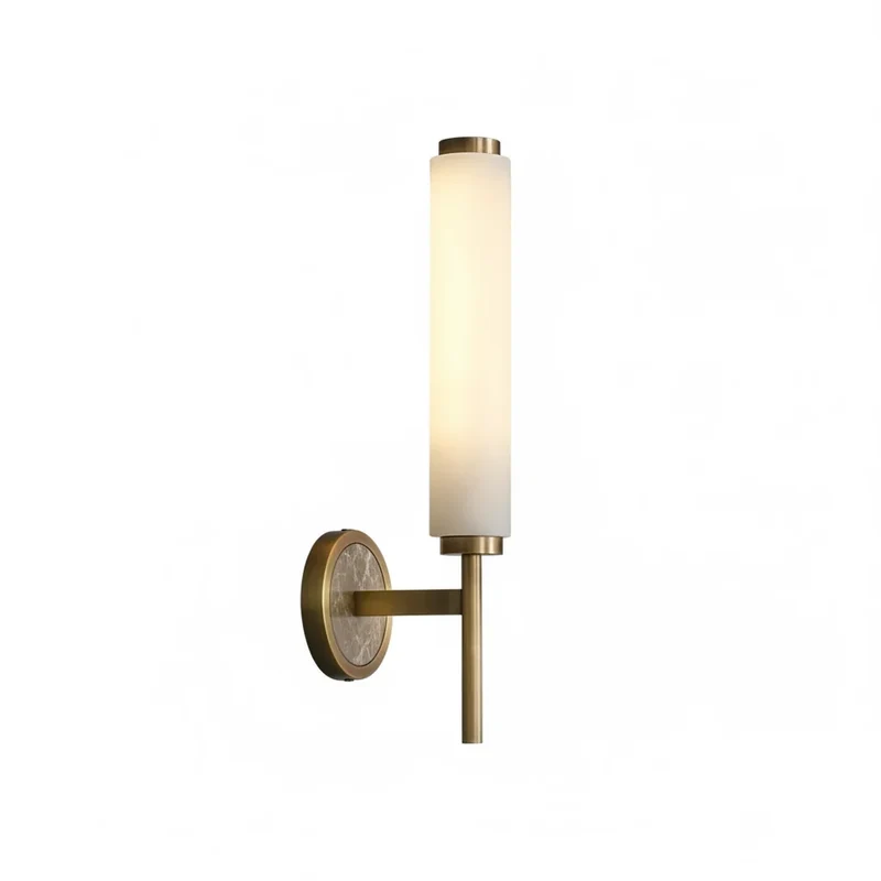 Cilindrische Wandlamp Albast Marmer Modern Zwart Goud LED 48cm Hal Slaapkamer Woonkamer Sfeerverlichting | Sansoti