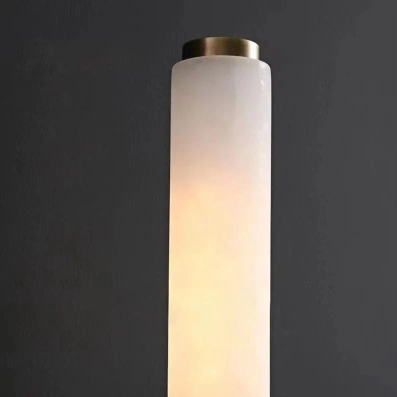 Cilindrische Wandlamp Albast Marmer Modern Zwart Goud LED 48cm Hal Slaapkamer Woonkamer Sfeerverlichting | Sansoti