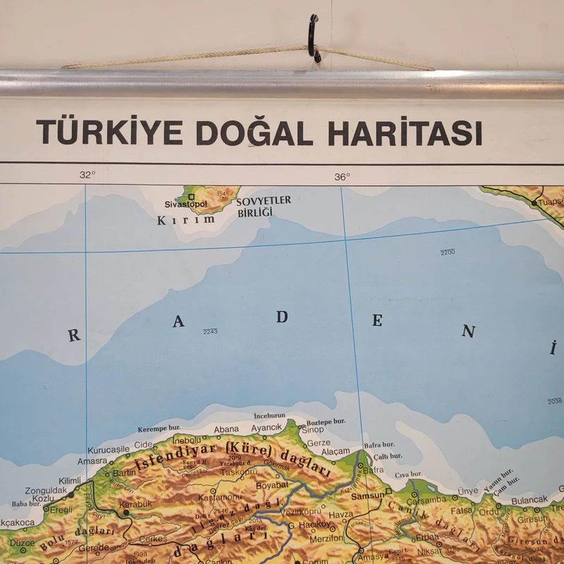 Vintage Schulwandkarte Türkei Türkiye Doğal Haritası – Lehrtafel Rollbild Wanddeko