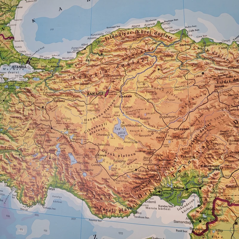 Vintage Schulwandkarte Türkei Türkiye Doğal Haritası – Lehrtafel Rollbild Wanddeko